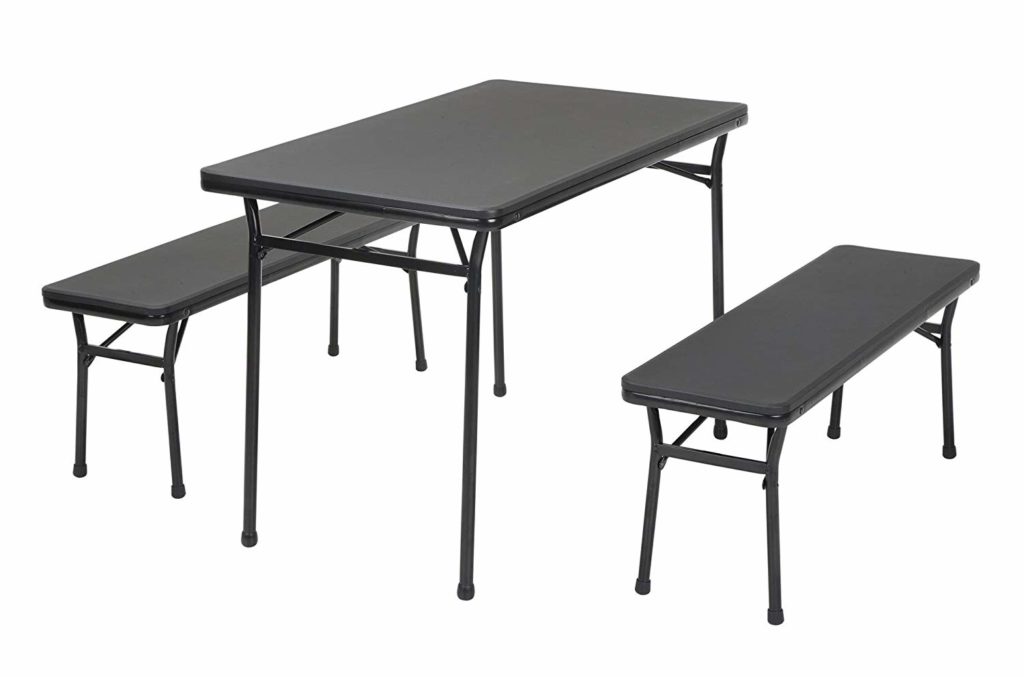 Cosco Products COSCO 3 Piece Indoor Outdoor Table and 2 Bench Tailgate