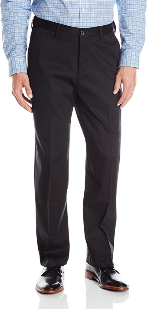 haggar men's premium no iron khaki classic fit expandable waist flat front pant